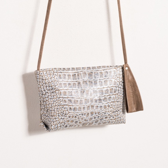 DANIELLA LEHAVI • Vega Small Clutch Crocodile Print Leather Bag Purse Crossbody - Picture 4 of 6
